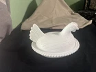 Vintage White Indiana Milk Glass Covered Chicken Candy Dish