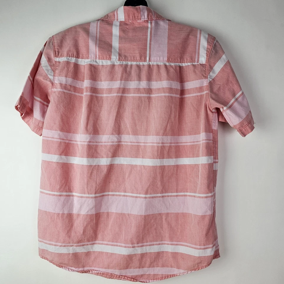 Camisa de mezclilla Calvin Klein para niños rosa a rayas con botones manga corta talla L (14-16) Foto 4 de 4
