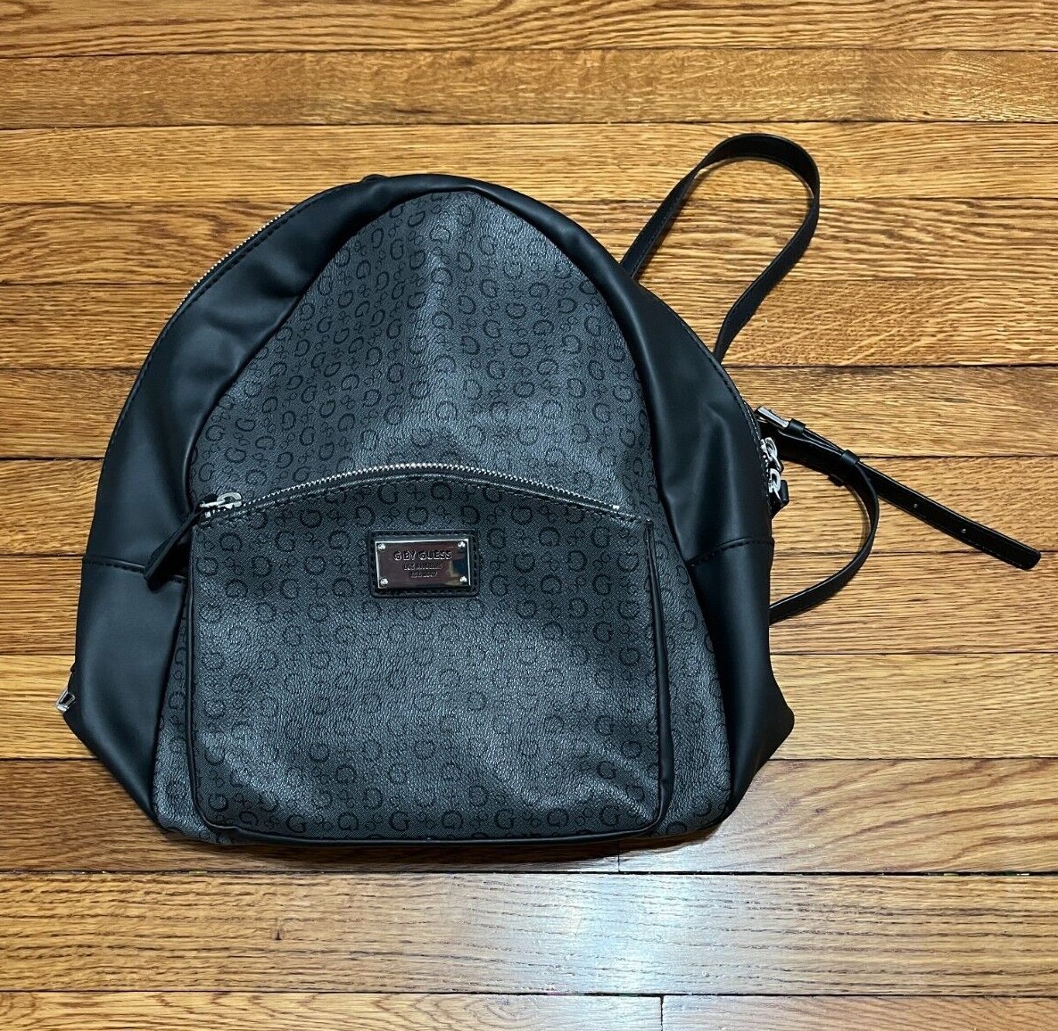 G by GUESS Backpack Black Leather All Over Print Casu… Gem