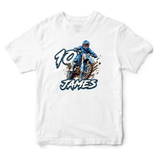 Personalised Dirt Biking Boys Birthday T Shirt shirt Motorcycle Kids bike rac...