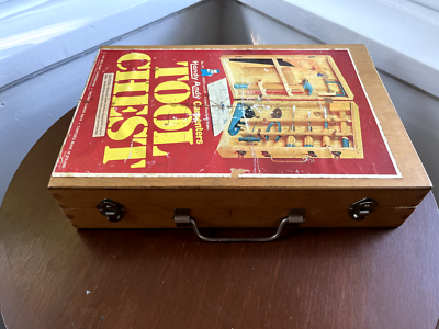 Vintage Handy Andy Toy Carpenters Kid's Tool Set Wood Chest 1975