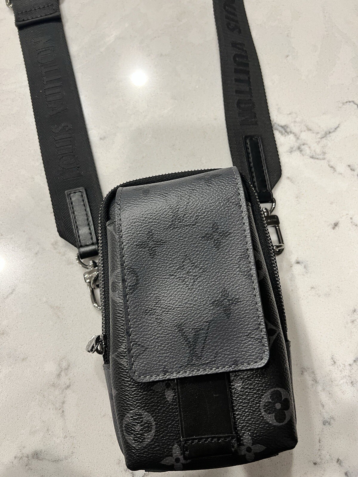 Louis Vuitton Monogram Eclipsere Reverse Double Phone Pouch