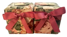 Set Of 2 Croscill Rose Arbor Floral Fabric Boutique Tissue Box Cover 5.5”X5”