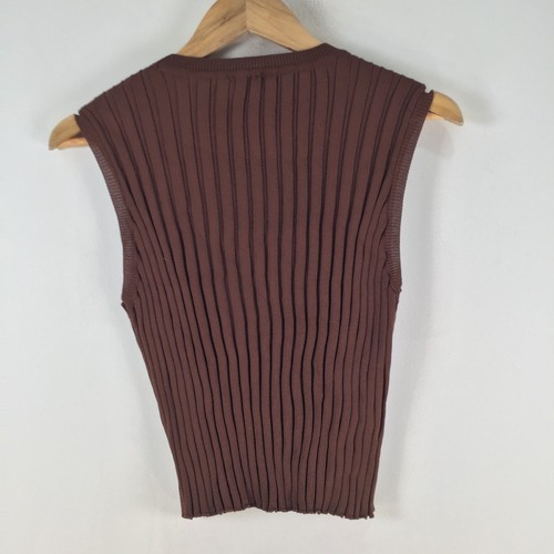 Dotti tank top XL womens crepe knit brown stretch sleeveless viscose 110117 - Picture 5 of 9