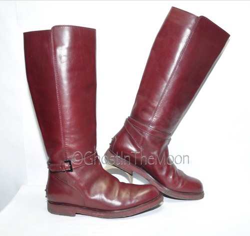 Tod's Tall Riding Stud Boots Cordovan 