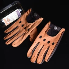Men's Real Deerskin Fashion Retro Classic Military Driving Riding Unlined Gloves