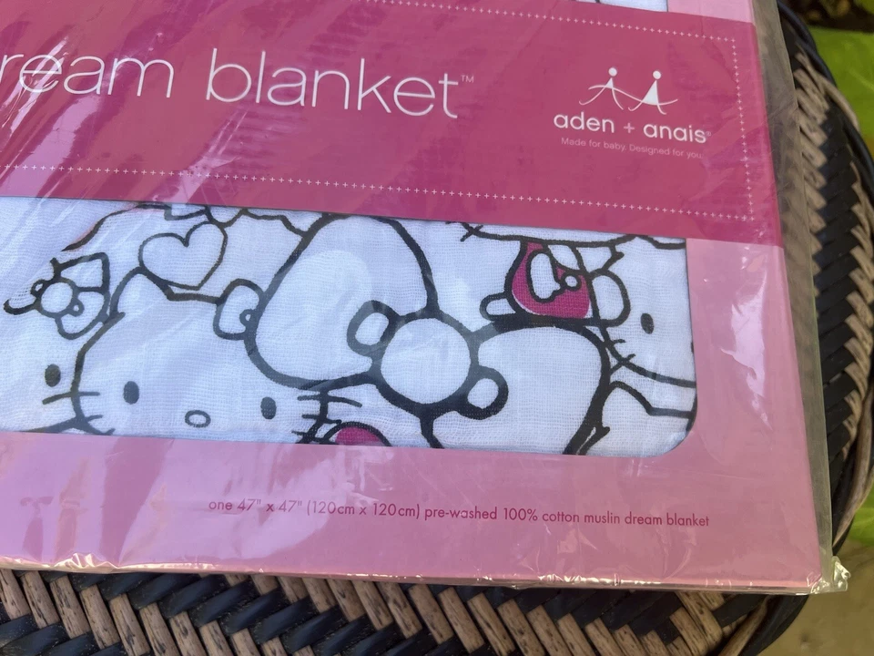 Manta Hello Kitty Aden + Anais Dream 4 capas algodón muselina 47" x 47" NUEVA Foto 3 de 4