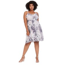 Torrid Mini Chiffon Ruffle Skater Dress Marble White 1X
