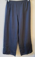Citron Santa Monica Black Linen Wide Leg Crop Pants Medium EUC Asian Knot Ankle