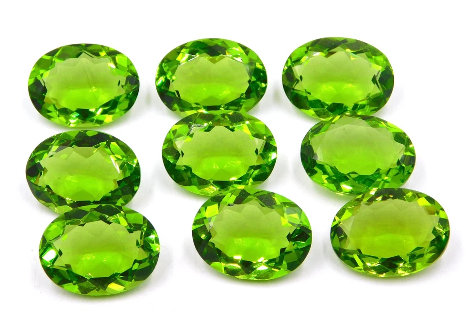 Lab Created Peridot Oval Cut Lot Loose Gemstone 13x18 MM For Jewelry P-428 - Image 2 of 4