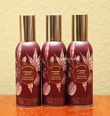 Bath & Body Works PUMPKIN APPLE 1.5 ozs Concentrated Room Spray Air x 3