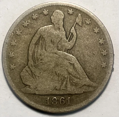 1861-O Seated Liberty Half Dollar Civil War Date G/VERY GOOD