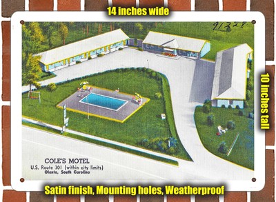 METAL SIGN - South Carolina Postcard - Cole's Motel, U.S. Route 301 (Within Cit