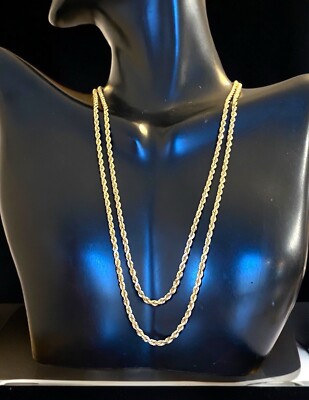 Vintage Unisex MASSIVE 14k Gelbgold 2mm SEIL KETTE 30'' Halskette PERFEKTES Geschenk!!
