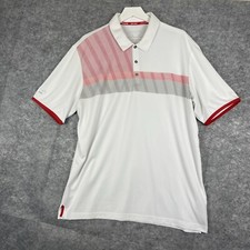 Adidas Climachill Men's White Red Gray Short Sleeve Golf Polo Shirt No Size Tag 