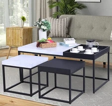 3 Piece Coffee Table Set for Living Room End Side Table Indoor Modern Furniture