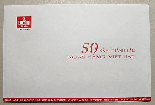 Vietnam 50 Dong 2001, S/N 840, w/ Official Envelope & Folder, UNC - Foto 2 di 3