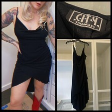 VINTAGE Y2K CITY TRIANGLES HIGH LOW DRESS BLACK FORMAL 2000s 