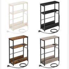 VASAGLE Beistelltisch schmal mit Ladefunktion 3 Ablagen Zeitschriftenhalter