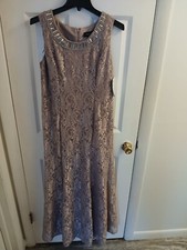 R M Richards Gown Dress Women's Beige Lace Sequinned Beaded Lined Size 12 G26-56