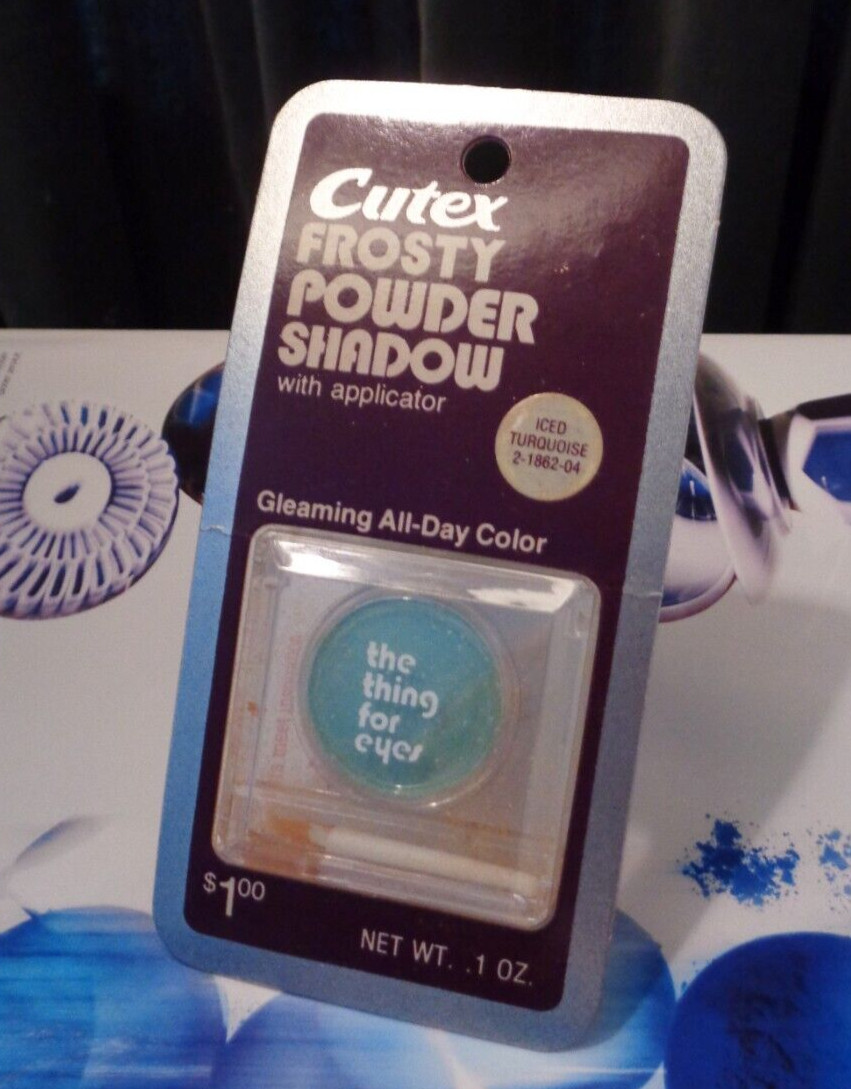 VINTAGE CUTEX THE THING FOR EYES EYESHADOW ON HANG CARD IN TURQUOISE NEW SEALED