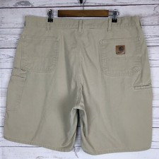 Carhartt Mens Carpenter Shorts sz 40 Tan Duck Canvas Cotton Work Trades Hammer
