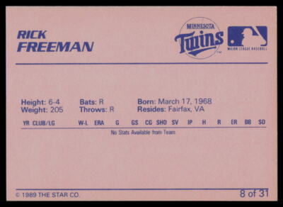 1989 Star Rick Freeman Elizabethton Twins | eBay