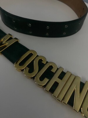 MOSCHINO Logo Leather Belt Women display picture 1