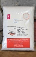 Full MATTRESS PROTECTOR 12" Washable White MAINSTAYS Waterproof Fitted Soft Top