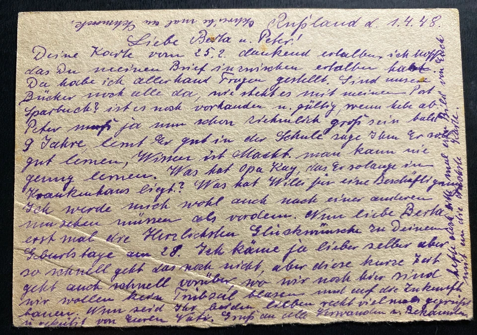 Two 1947 German Prisoner Of War POWs In Russia USSR Postcards Covers - Image 3 of 4