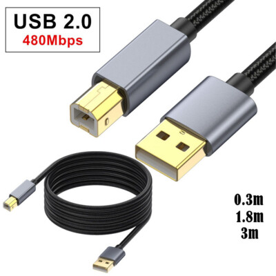 USB 2.0 Type A Male to B Male Scanner Cord Printer Cable Converter Jack Plug