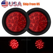 24 Round 16led Truck Trailer Stop Turn Tail Brake Lights Flush Mount Grommet