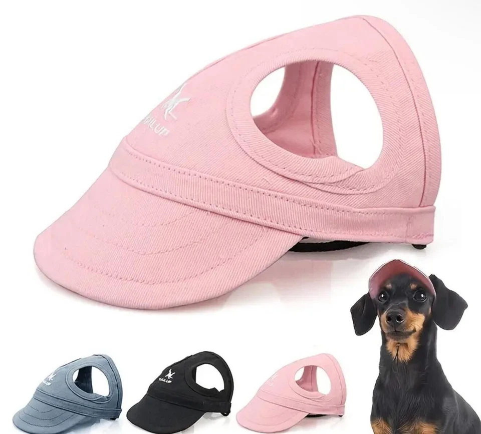 PawPals Pet Peaked Cap Adjustable Dog Sun Hat w Ear Holes Outdoor Hat for Pets - Image 2 of 4