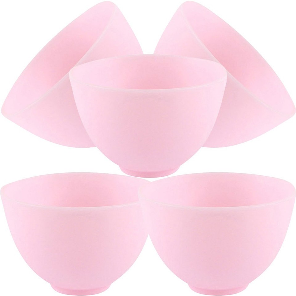 5Pcs Pink Facial Mask Bowl Silicone Mixing Container for DIY Mask and ...