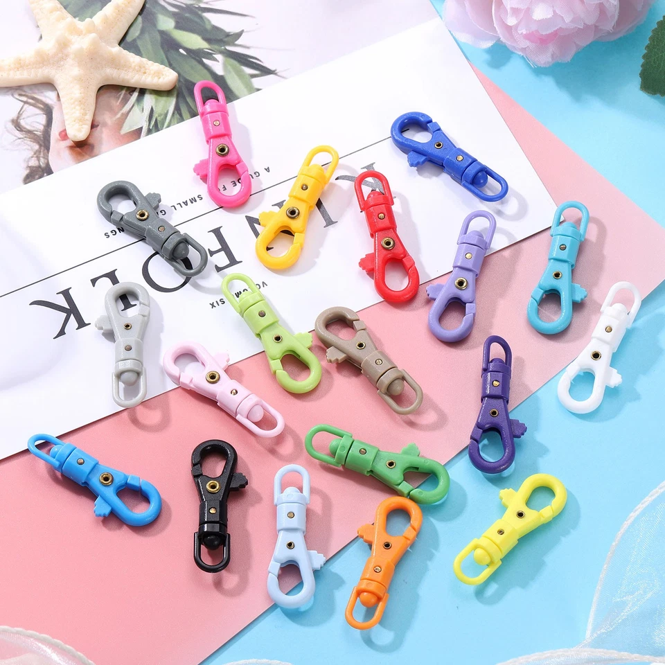 20 Pcs Plastic Lobster Claw Clasps Swivel Snap Hook Trigger Clip, Grey Foto 4 de 4