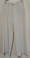 NEW Boohoo Women's White Pinstripe Tailored Wide Leg Trousers Size 12
