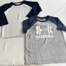 Under Armour T-shirt boys size 5 baseball Theme shirts set of 2