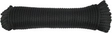 1/4 inch Black Dacron Polyester Rope - 100 Foot Hank  Solid Braid - Industrial