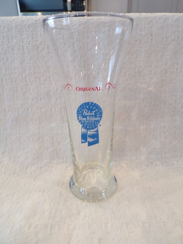 Vintage 7.25" PABST BLUE RIBBON BEER Drink Bar Advertising Glass