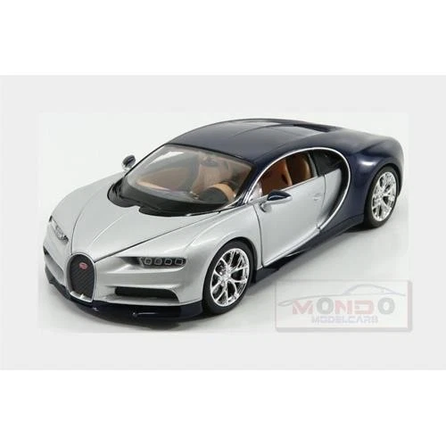 1:24 WELLY Bugatti Chiron Le Patron 2016 Silver Blue WE24077SB - Immagine 2 di 2
