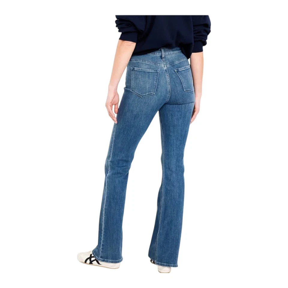 Pantalones de mezclilla acampanados Wow cintura alta azul marino antiguos nuevos con etiquetas - lavado medio - clásicos acampanados boho Foto 2 de 3