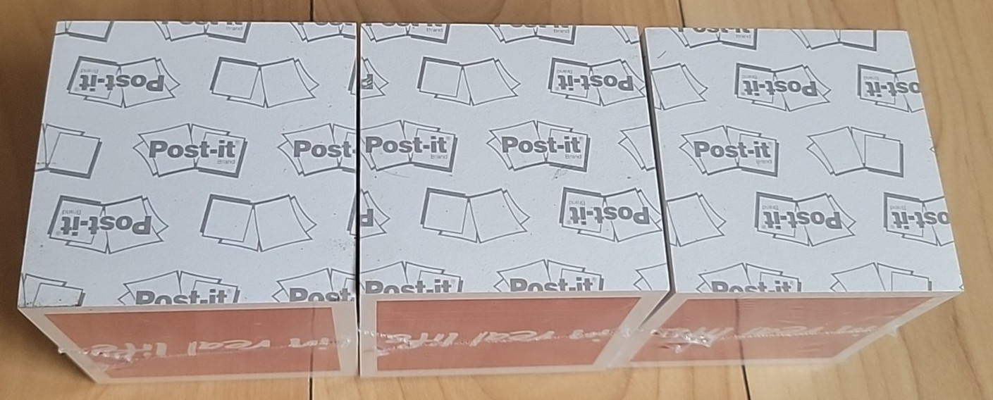1800 Post-It Brand Sheets 3 Pads White Notes 3x3" Sticky Cube LOGO NAME -- NEW -
