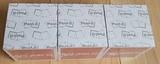 1800 Post-It Brand Sheets 3 Pads White Notes 3x3" Sticky Cube LOGO NAME -- NEW -