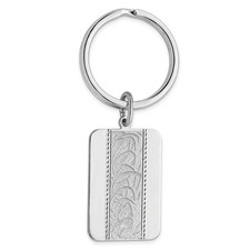 Rhodium-plated Kelly Waters Key Ring with Swirl Pattern Center