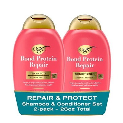OGX Bond Protein Repair Shampoo Conditioner Set 13oz Each Sulfate Free Damaged