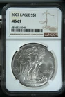 2007 Bullion Silver Eagles NGC MS-69