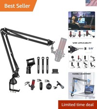 Microphone Arm, AK-35 Microphone Desk Stand-Microphone Suspension Boom Scisso...