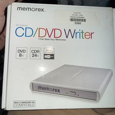 MEMOREX CD/DVD Writer - Slim External DVD 8x CDR 24x USB Powered Open Box