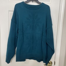 Men  s 90  s Vintage Eddie Bauer Green Winter Sweater XL