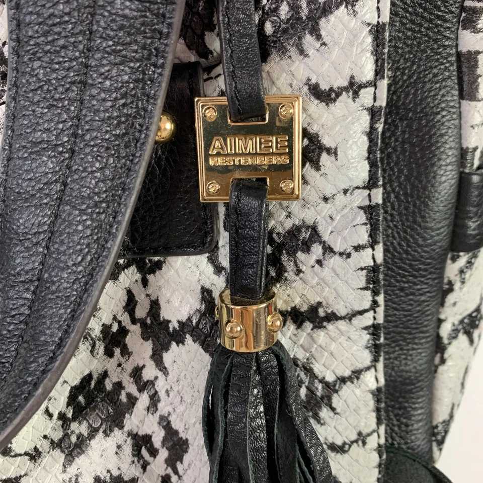 Aimee Kestenberg Negro Blanco Piel de Serpiente Cuero Hobo Bolso de Hombro Cartera Foto 4 de 4